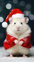 ai generiert bezaubernd flauschige Hamster Santa Hut Sitzung Weihnachten Geschenk Box Beleuchtung Foto Neu Jahr Poster