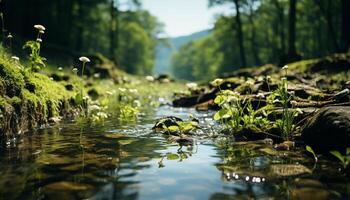 ai generiert modern Küche mit elegant Dekoration, luxuriös Tisch, und schön Blumen generiert durch ai foto