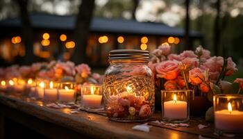 ai generiert Verbrennung Kerze leuchtet, Beleuchtung gespenstisch Halloween Altar im Dunkelheit generiert durch ai foto