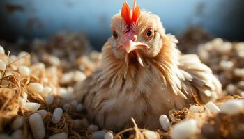 ai generiert süß Ferkel Weiden lassen auf Grün Wiese, suchen beim Gänseblümchen generiert durch ai foto