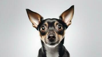 ai generiert überrascht Hund mit groß Augen isoliert auf das minimalistisch Hintergrund foto