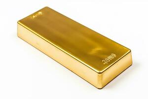 ai generiert ein Gold Bar isoliert auf ein Weiß Hintergrund foto