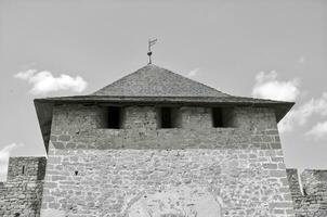 Festung Turm schwarz und Weiß Hintergrund foto