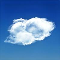Single Weiß flauschige Wolke isoliert Über Blau Hintergrund foto
