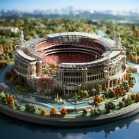 ai generiert 3d Miniatur Modell- von das Stadion foto