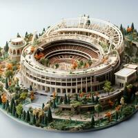 ai generiert 3d Miniatur Modell- von das Stadion foto