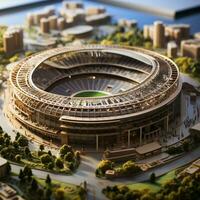 ai generiert 3d Miniatur Modell- von das Stadion foto