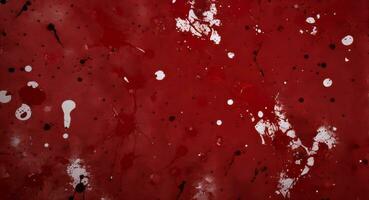 ai generiert künstlerisch rot Blut bespritzt auf Weiß Segeltuch Hintergrund foto