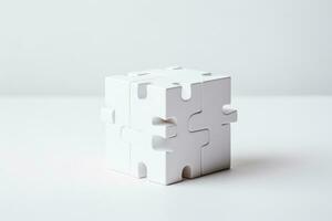 ai generiert Erfolg verbinden Spiel Idee Spiel abstrakt Weiß Puzzle Konzept Problem Teil Zusammenarbeit foto