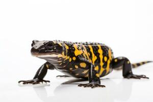 ai generiert Weiß Reptil Eidechse Natur wild isoliert Gelb Salamander Tier Studio Hintergrund foto