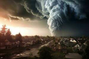 ai generiert Regen dramatisch wolkig Wetter stürmisch Meteorologie Wolken Hintergrund Wind Donner Sturm foto