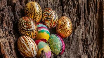 bunt Ostern Eier. beschwingt, festlich Urlaub Dekorationen symbolisieren Frühling Feier und traditionell aufwendig Designs foto