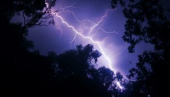 ai generiert dramatisch Himmel, dunkel Nacht, Gewitter, majestätisch Berge, nass Gras generiert durch ai foto