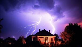 ai generiert dramatisch Himmel, dunkel Nacht, Gewitter, majestätisch Berge, nass Gras generiert durch ai foto