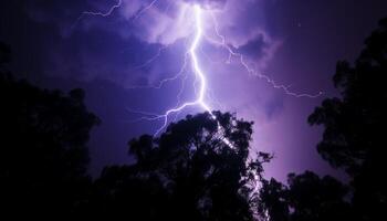 ai generiert dramatisch Himmel, dunkel Nacht, Gewitter, majestätisch Berge, nass Gras generiert durch ai foto