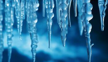 ai generiert Frische von Winter reflektiert im transparent Eis Kristall Muster generiert durch ai foto