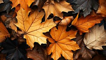 ai generiert beschwingt Herbst Farben reflektieren auf nass Ahorn Baum Geäst generiert durch ai foto