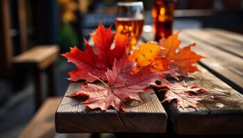 ai generiert beschwingt Herbst Farben reflektieren auf nass Ahorn Baum Geäst generiert durch ai foto