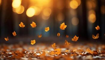 ai generiert beschwingt Herbst Farben reflektieren auf nass Ahorn Baum Geäst generiert durch ai foto