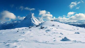 ai generiert Winter Feier glänzend Weihnachten Ornament dekoriert schneebedeckt Tanne Baum generiert durch ai foto