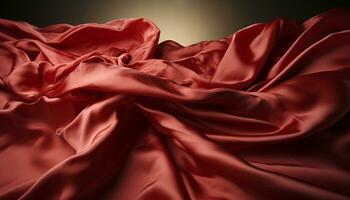 abstrakt Seide Welle Muster, ein beschwingt rot Hintergrund von Eleganz generiert durch ai foto
