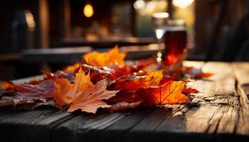 ai generiert beschwingt Herbst Farben reflektieren auf nass Ahorn Baum Geäst generiert durch ai foto