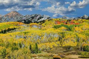 Herbst Farbe auf kebler bestehen im mit Haube Butte, Colorado foto