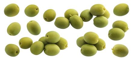Grün Olive isoliert auf Weiß Hintergrund mit Ausschnitt Pfad foto