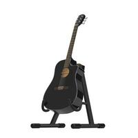 schwarz hölzern akustisch Gitarre mit Gitarre Stand. 3d Rendern foto