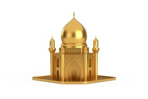 golden islamisch Moschee und Minarett Gebäude Modell- Symbol. 3d Rendern foto