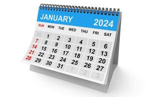 2024 Jahr Januar Kalender. 3d Rendern foto