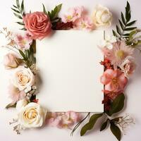 ai generiert Hochzeit Veranstaltung Party Blumen- Dekoration Einladung Karte foto