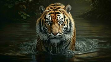 ai generiert Bengalen Tiger natura Tier Hintergrund Hintergrund foto