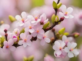 ai generiert Nahansicht von ein Blühen Frühling Baum. foto