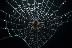 ai generiert Spinne Netz isoliert im schwarz Hintergrund ai generativ foto
