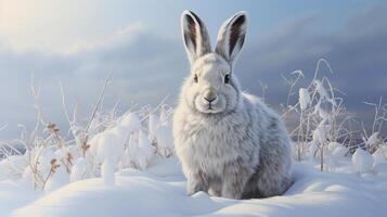 ai generiert Schneeschuh Hase natura Tier Hintergrund Hintergrund foto