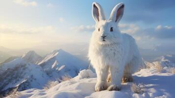 ai generiert Schneeschuh Hase natura Tier Hintergrund Hintergrund foto