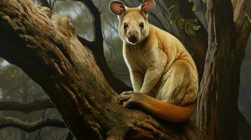 ai generiert Baum Känguru natura Tier Hintergrund Hintergrund foto