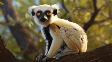 ai generiert verreauxs Sifaka natura Tier Hintergrund Hintergrund foto