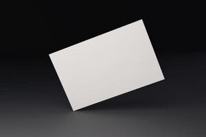 Schwarz-Weiß-Visitenkarten-Papiervorlage mit Leerraumabdeckung zum Einfügen des Firmenlogos oder der persönlichen Identität auf schwarzem Chrombodenhintergrund. modernes Konzept. 3D-Darstellung rendern