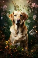 ai generiert Porträt von süß Labrador Retriever, Hintergrund Design foto