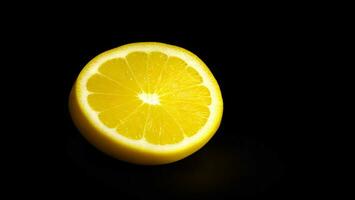 ai generiert Zitrone Zitrusfrüchte Obst isoliert auf schwarz Hintergrund foto