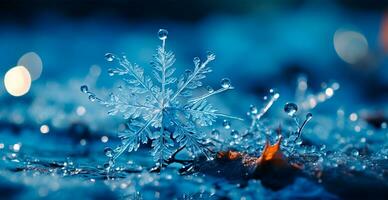 ai generiert Winter Frost, eisig Schneeflocken, kalt Wetter - - ai generiert Bild foto