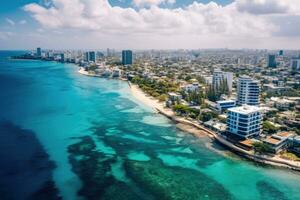 ai generiert Antenne Aussicht von das Stadt von Miami Strand, Florida, USA, Antenne Aussicht von niedriger Manhattan, Neu York Stadt, ai generiert foto