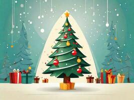 ai generiert Illustration kreativ von Weihnachten Baum Star und Geschenk Box foto