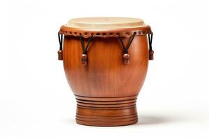 ai generiert Bongo Trommel isoliert auf Weiß Hintergrund. traditionell Schlagzeug Musical Instrument von afrokubanisch und Latein amerikanisch Kultur. perfekt zum Musical Themen, Rhythmus Konzepte, und kulturell Designs foto