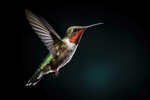 ai generiert Schnabel Feder Tierwelt summend wild schön Tier Flug Flügel klein Vogel fliegend foto