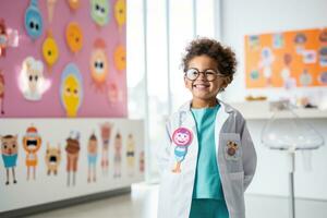ai generiert kaukasisch Weiß Bildung Arzt Schüler Stethoskop lernen Person jung Porträt foto
