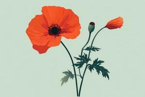 ai generiert Design Kunst Mohn Hintergrund blühen rot Blütenblatt Natur Pflanze Sommer- Blatt Grün Frühling foto