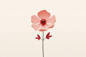 ai generiert Botanik Natur Pflanze hell Hintergrund Kunst rot Blatt Blühen romantisch Design Blumen- foto